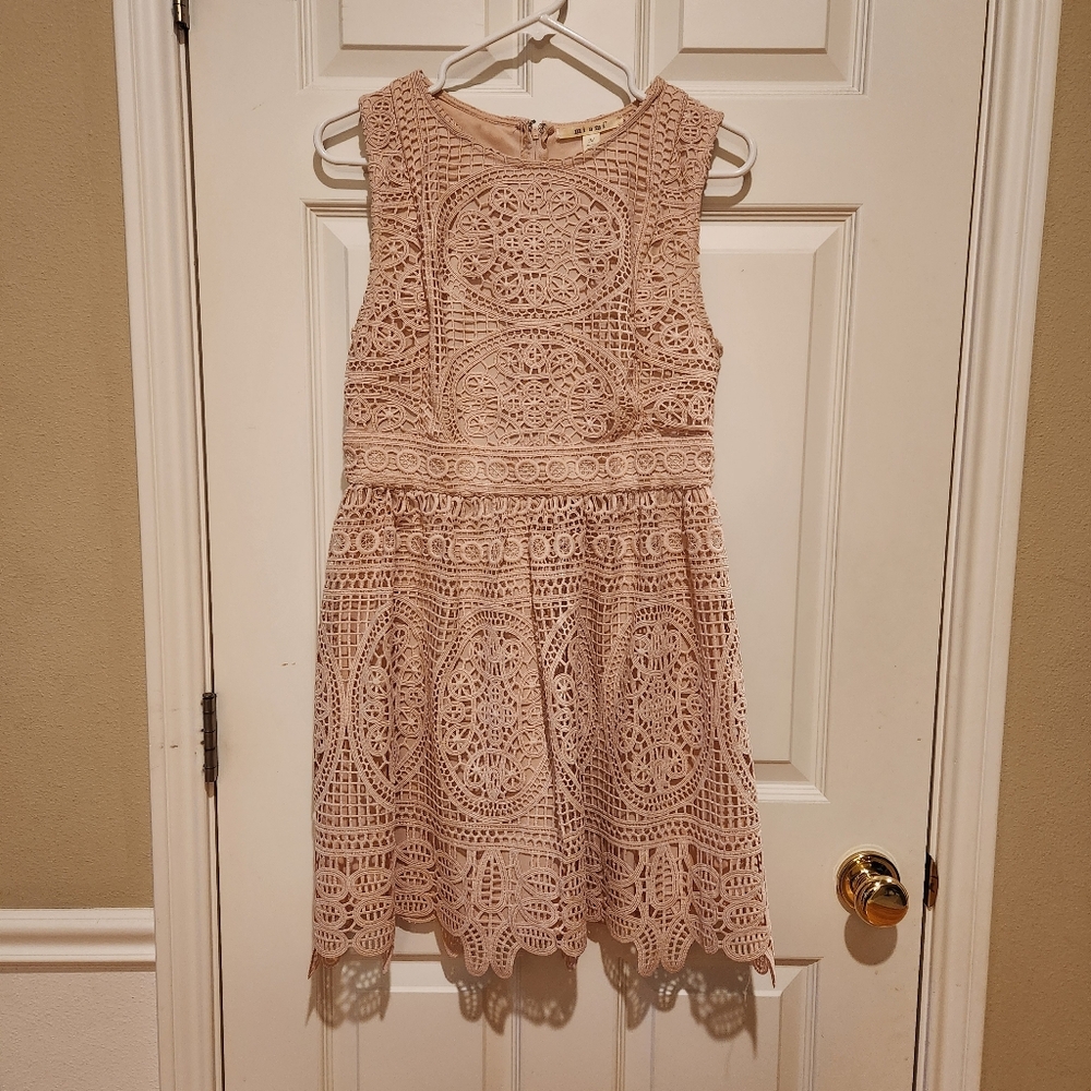 Maimai Peach Pink Lace Knee Length Dress